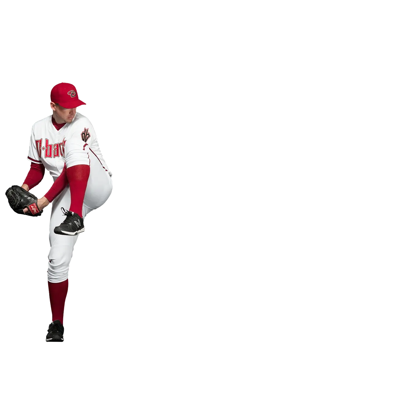 Freeze frames of a major league baseball pitcher throwing a pitch, layered on top of one another.
