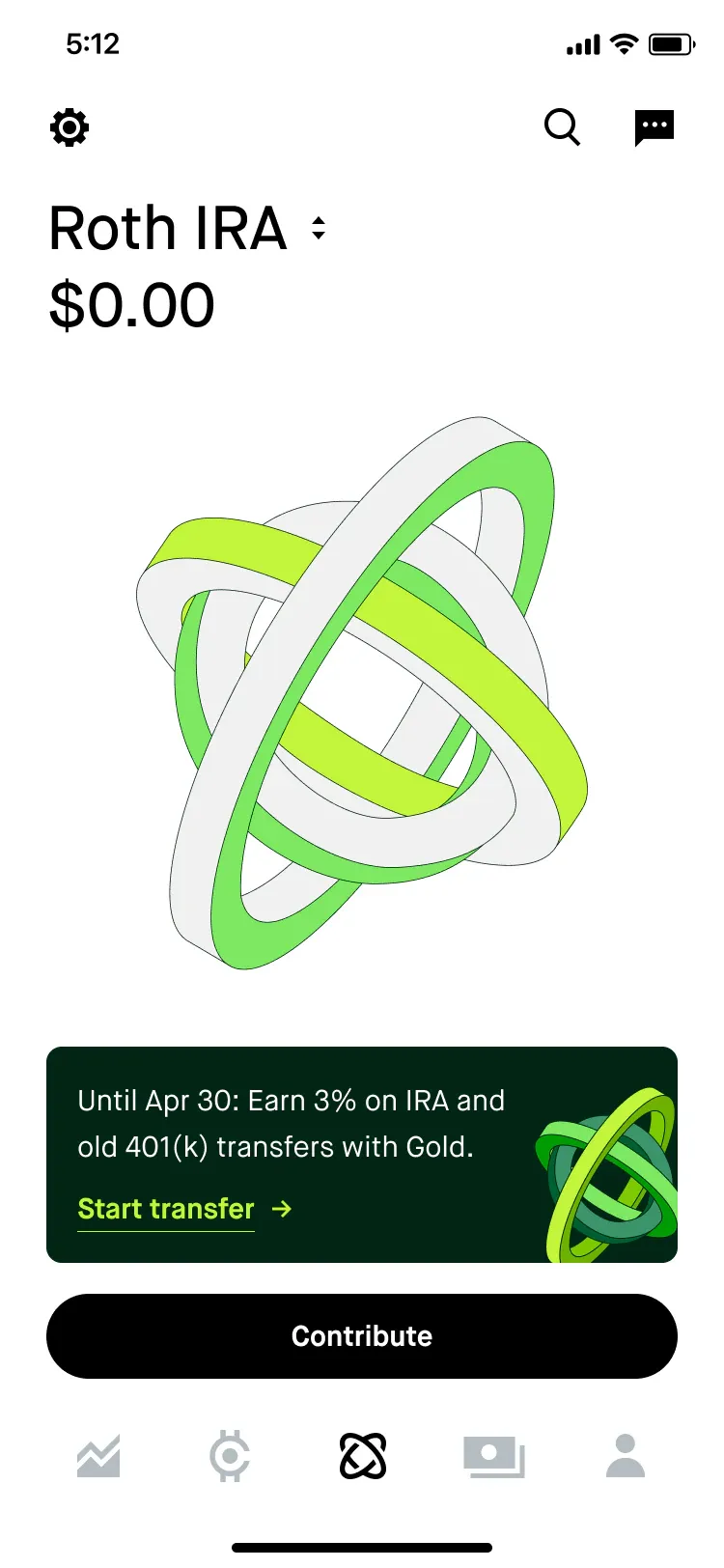 A Roth IRA screen promoting a 3% boost on IRA and 401(k) transfers.