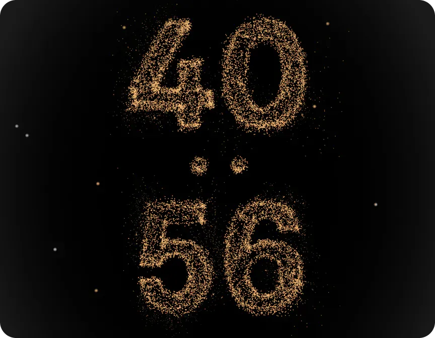 The numerals 40.56 drawn in drifting gold particles.