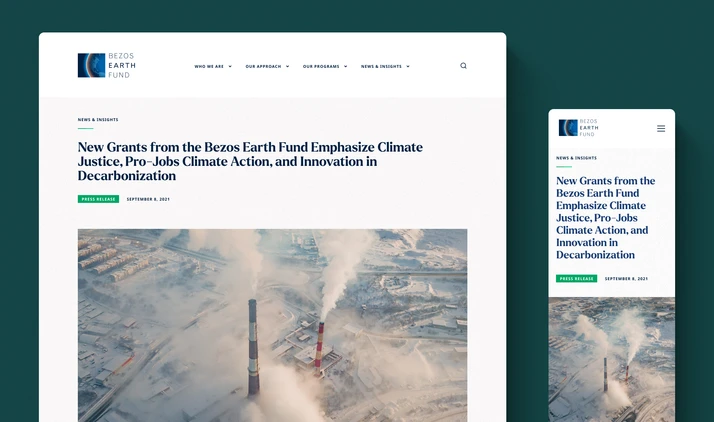 Bezos Earth Fund Mobile Screen Images