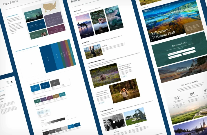 Image collage of style guide pages for NPF