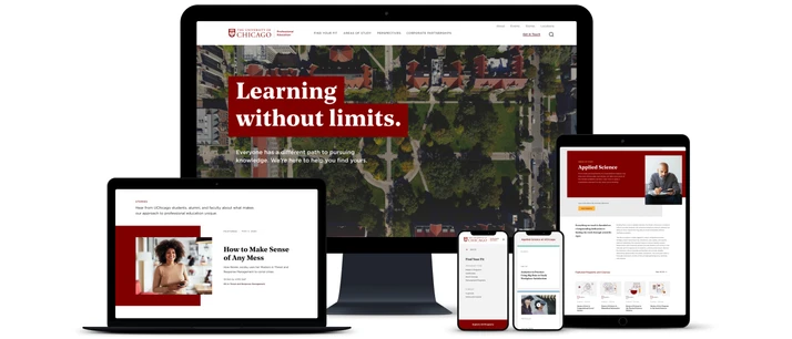 A suite of digital devices depicting UCPE's new website