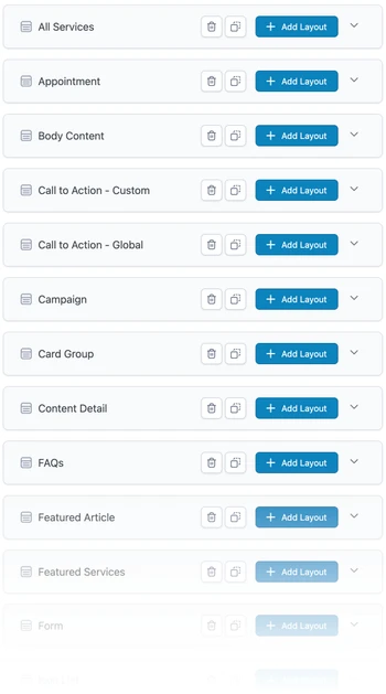 Screenshot of example flexible layout fields