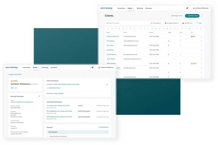 Two examples of Agent-facing UI