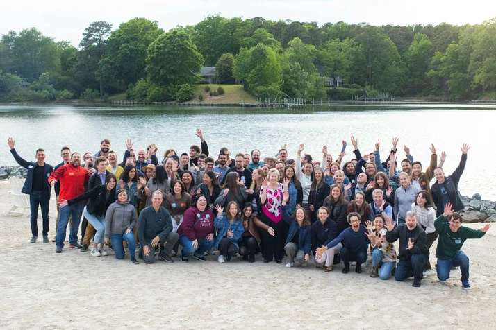 Whole company on the waterfront
