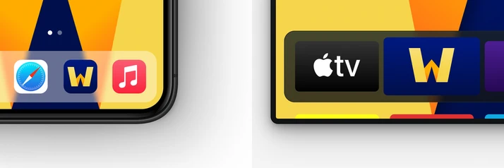 The Wondrium app icons for iPhone and TV