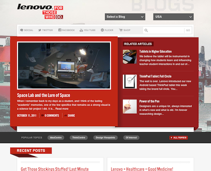 Lenovo Blog homepage