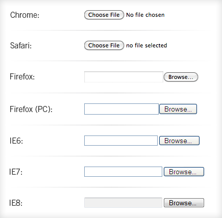 Image showing file inputs in different browsers