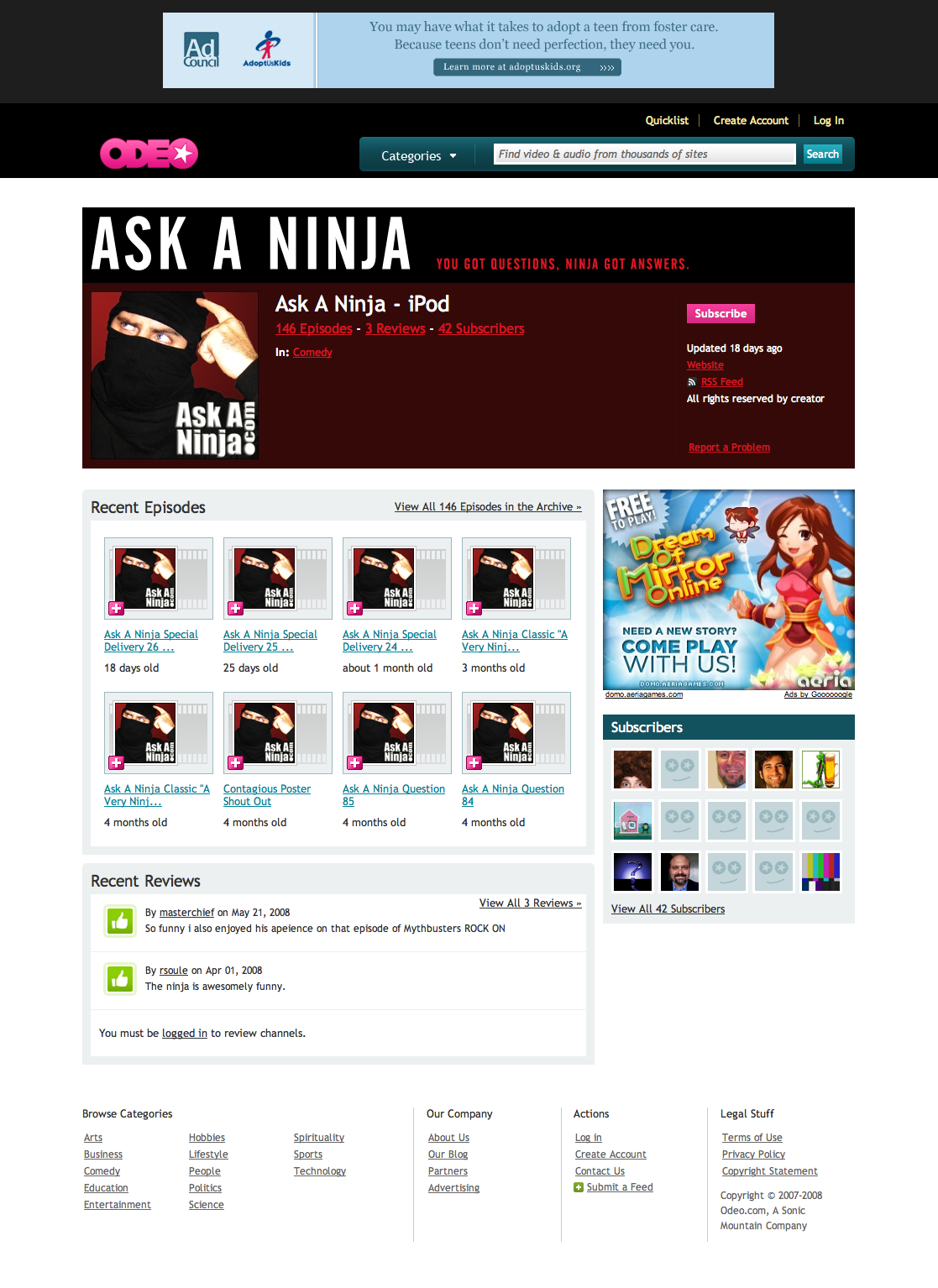 Ask a Ninja on Odeo